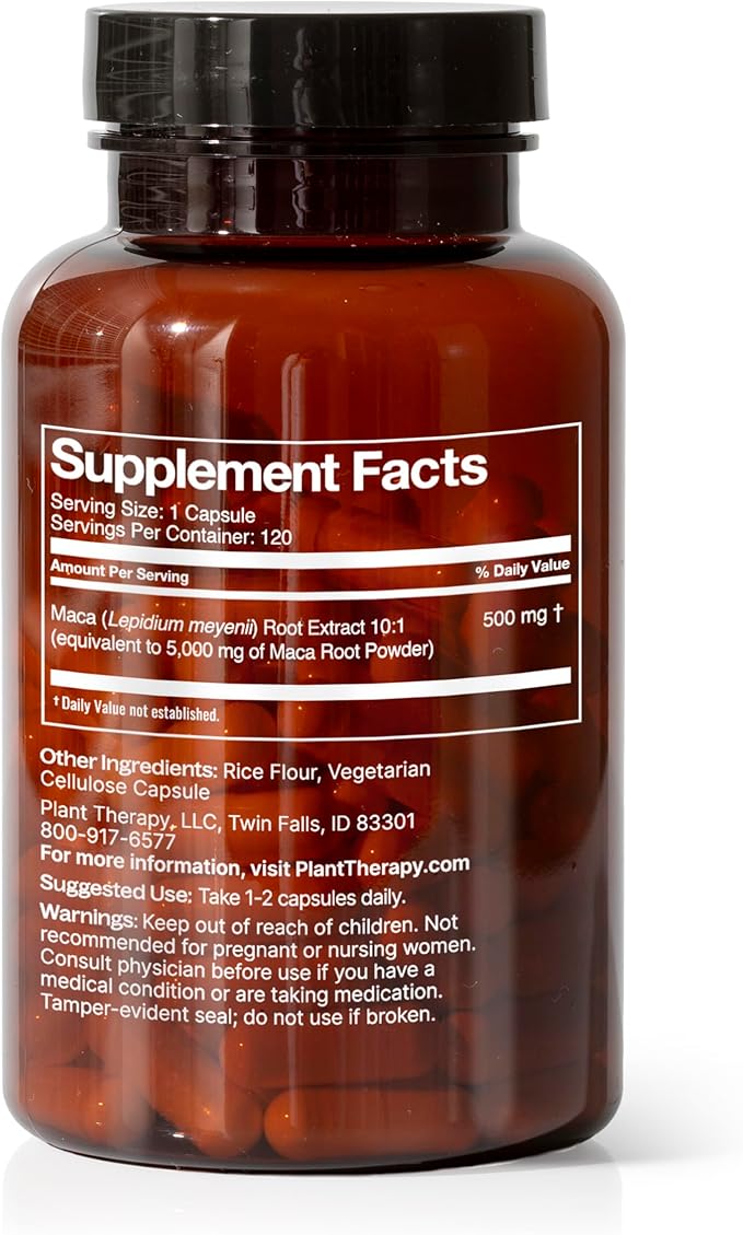 Plant Therapy Maca Root Capsules Made in the USA for a 4-month supply to support sexual health