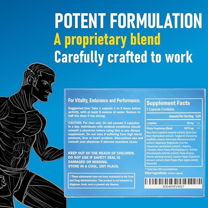 Pirate Men's Supplement - Fast Action Herbal Endurance &amp; Energy Booster