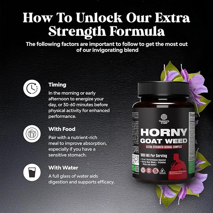 Men's Epimedium - Extra Strength Men's Supplement with Black Maca Root, Tongkat Ali, Saw Palmetto, and Ginseng Extracts for Endurance & Energy - 60 Capsules
